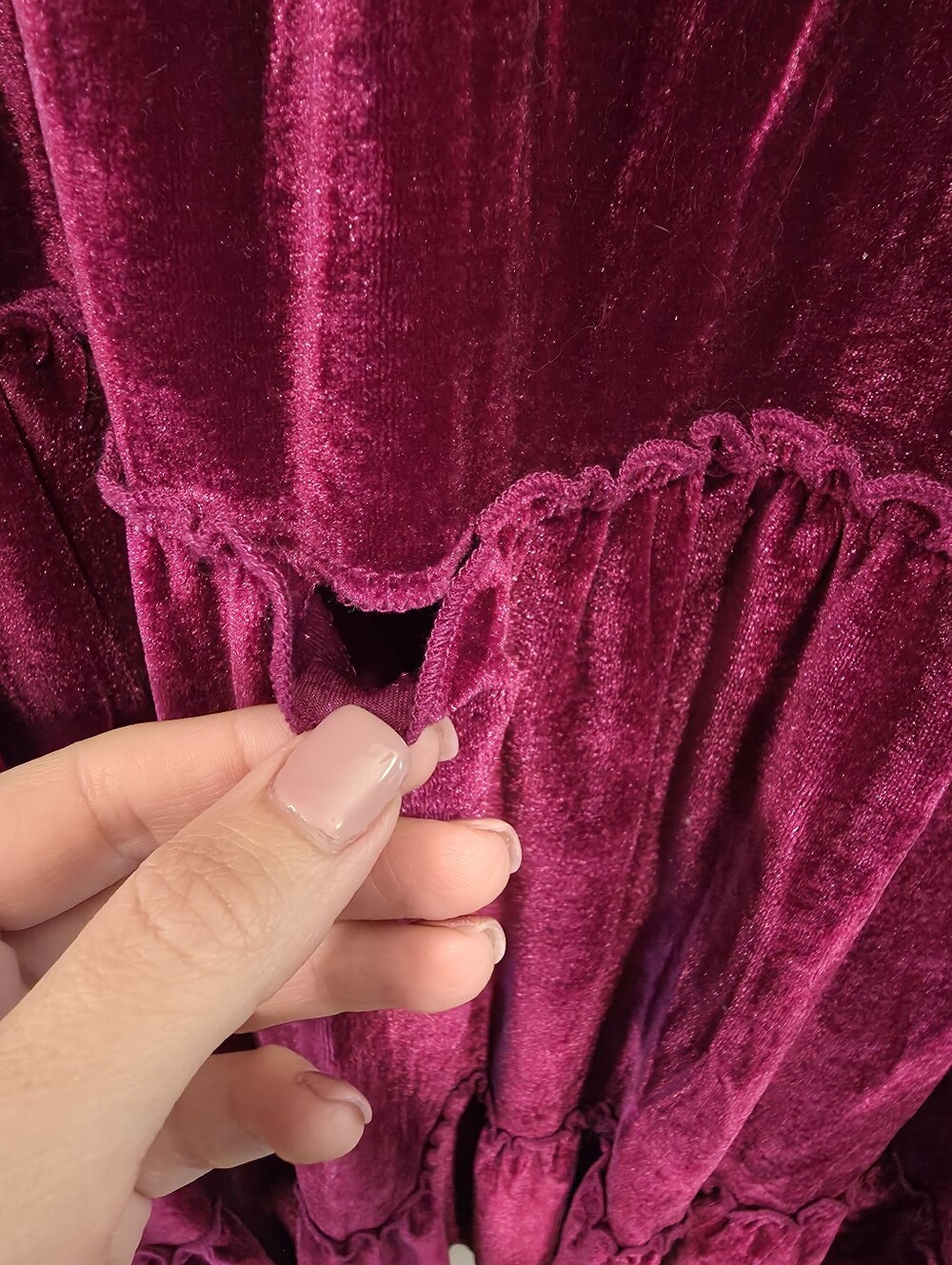 Natural Life Karlie Magenta Sleeveless Tiered Velvet Maxi Dress - Picture 8 of 9